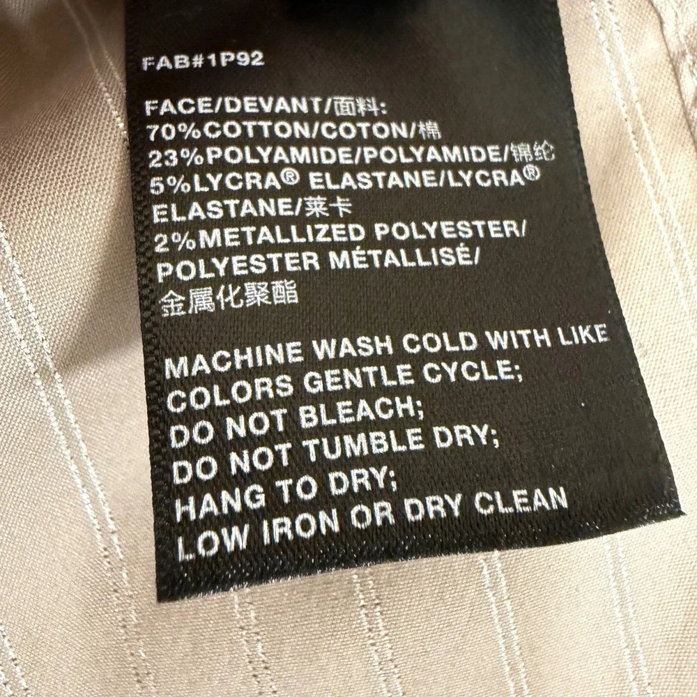Lafayette 148 Button Down Top Womens L Taupe Pinstripe Minimalist Office Neutral - Picture 6 of 16